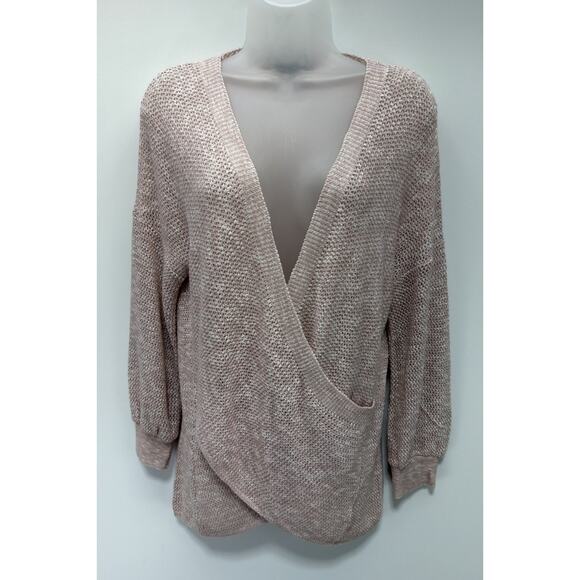 Express Sweater Womens M Pink Pullover Wrap Style Crossover Layering Casual - Picture 1 of 7